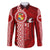 Tonga Rugby Family Matching Puletasi Dress and Hawaiian Shirt World Cup 2023 Coat Of Arms Ngatu Pattern LT05 Dad's Shirt - Long Sleeve Red - Polynesian Pride