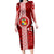 Tonga Rugby Long Sleeve Bodycon Dress World Cup 2023 Coat Of Arms Ngatu Pattern LT05 Long Dress Red - Polynesian Pride