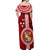 Tonga Rugby Off Shoulder Maxi Dress World Cup 2023 Coat Of Arms Ngatu Pattern LT05 - Polynesian Pride