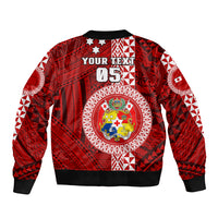 Custom Tonga Rugby Bomber Jacket World Cup 2023 Coat Of Arms Ngatu Pattern LT05 - Polynesian Pride
