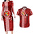 Custom Tonga Rugby Couples Matching Long Sleeve Bodycon Dress and Hawaiian Shirt World Cup 2023 Coat Of Arms Ngatu Pattern LT05 Red - Polynesian Pride