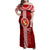 Custom Tonga Rugby Family Matching Off Shoulder Maxi Dress and Hawaiian Shirt World Cup 2023 Coat Of Arms Ngatu Pattern LT05 Mom's Dress Red - Polynesian Pride