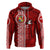 Custom Tonga Rugby Hoodie World Cup 2023 Coat Of Arms Ngatu Pattern LT05 Zip Hoodie Red - Polynesian Pride