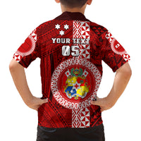 Custom Tonga Rugby Kid Hawaiian Shirt World Cup 2023 Coat Of Arms Ngatu Pattern LT05 - Polynesian Pride