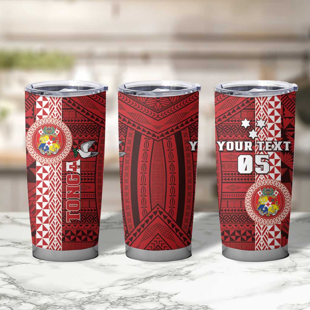 Custom Tonga Rugby Tumbler Cup World Cup 2023 Coat Of Arms Ngatu Pattern LT05 - Polynesian Pride