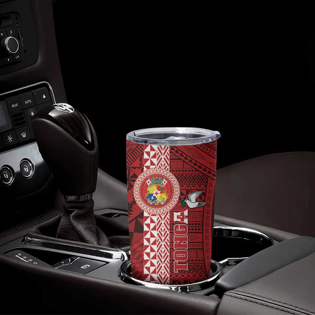 Custom Tonga Rugby Tumbler Cup World Cup 2023 Coat Of Arms Ngatu Pattern LT05 - Polynesian Pride
