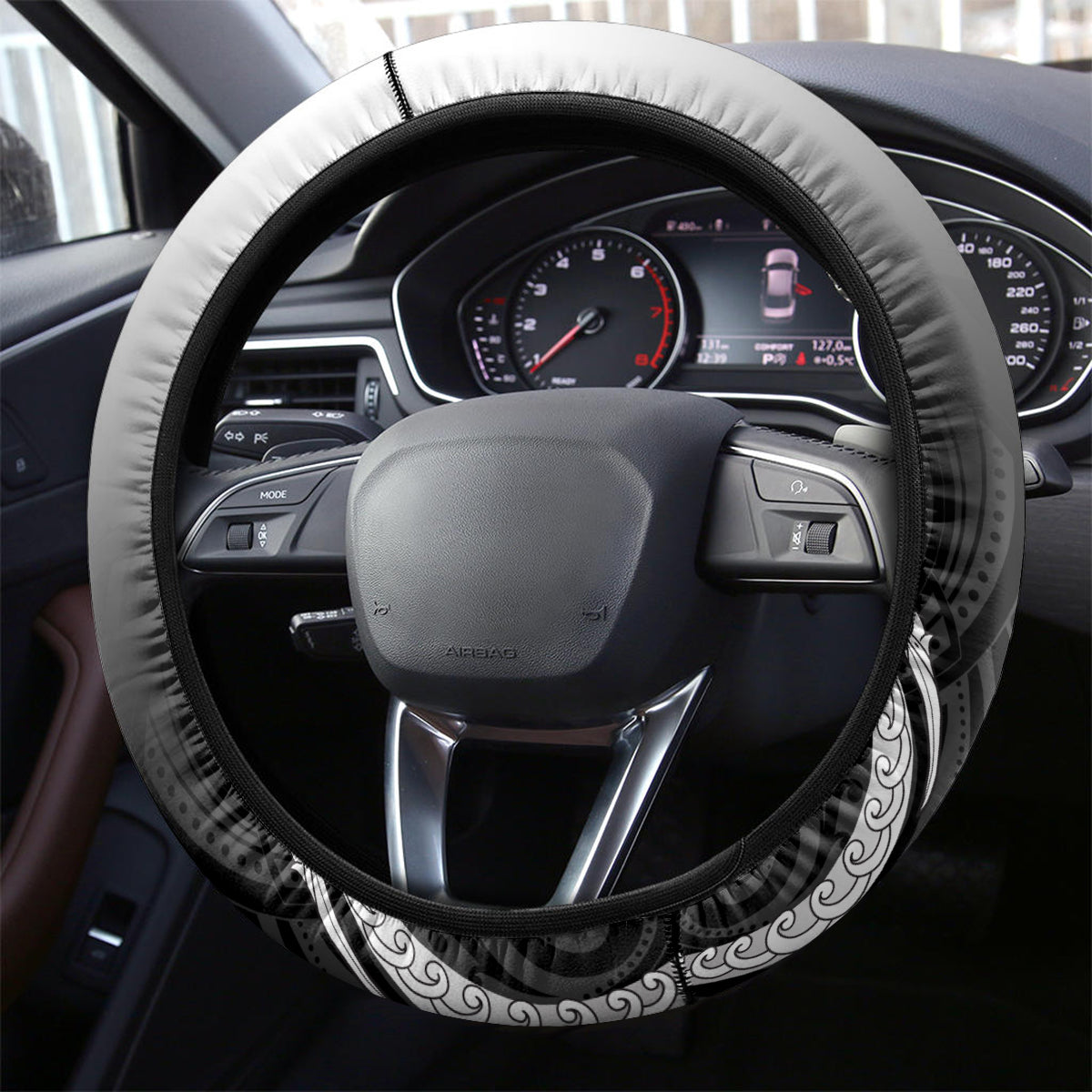 New Zealand Waitangi Day Steering Wheel Cover Aotearoa Te Ra O Waitangi Manaia Maori Pattern LT05 - Polynesian Pride