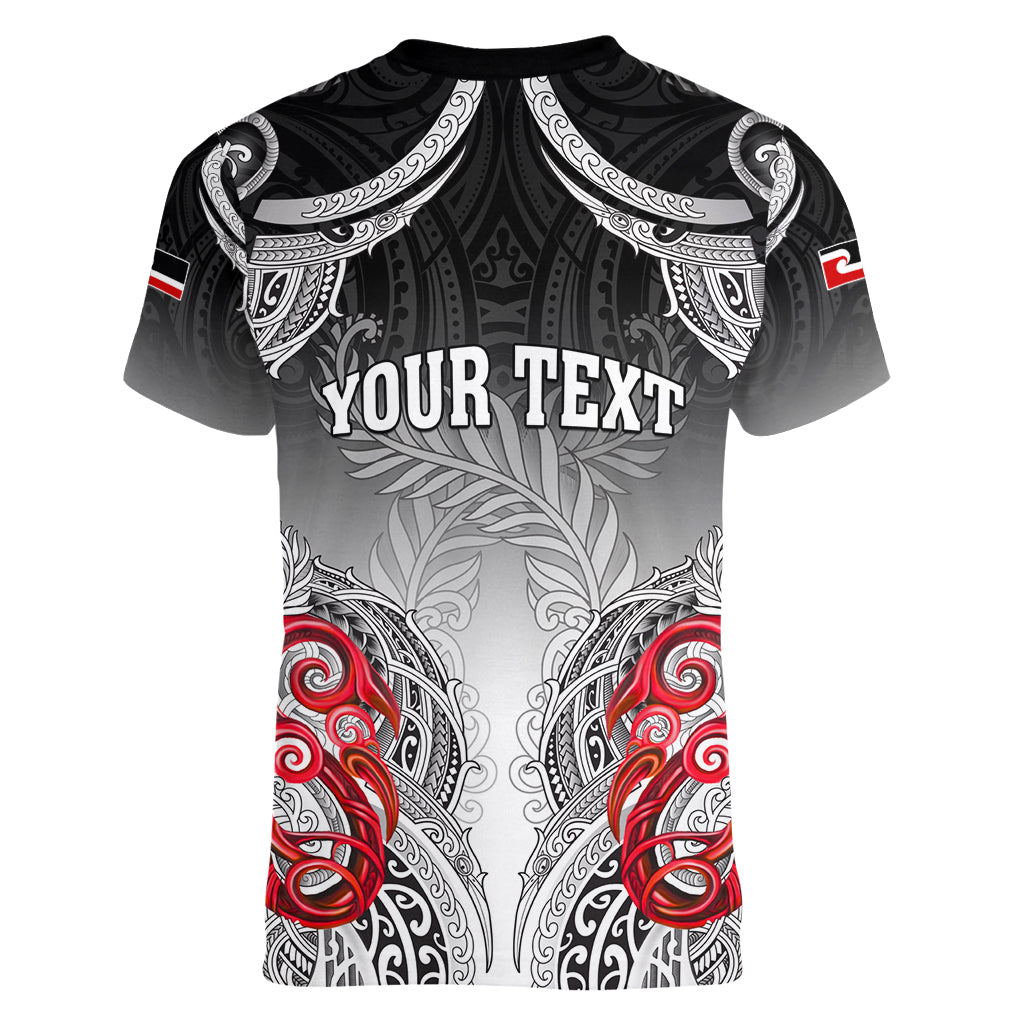 Personalised New Zealand Waitangi Day Women V Neck T Shirt Aotearoa Te Ra O Waitangi Manaia Maori Pattern LT05 - Polynesian Pride