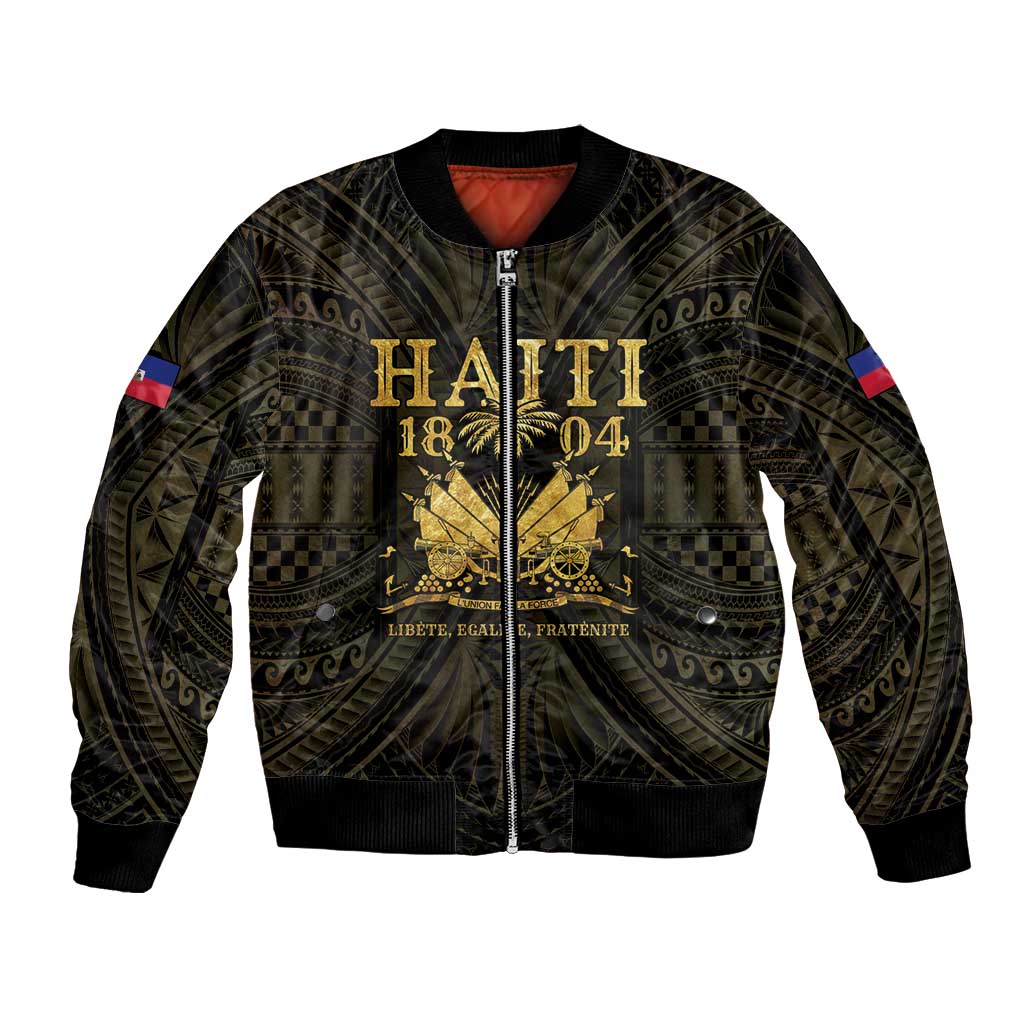 Haiti 1804 Bomber Jacket Polynesian Gold Neg Maron LT05 Unisex Gold - Polynesian Pride