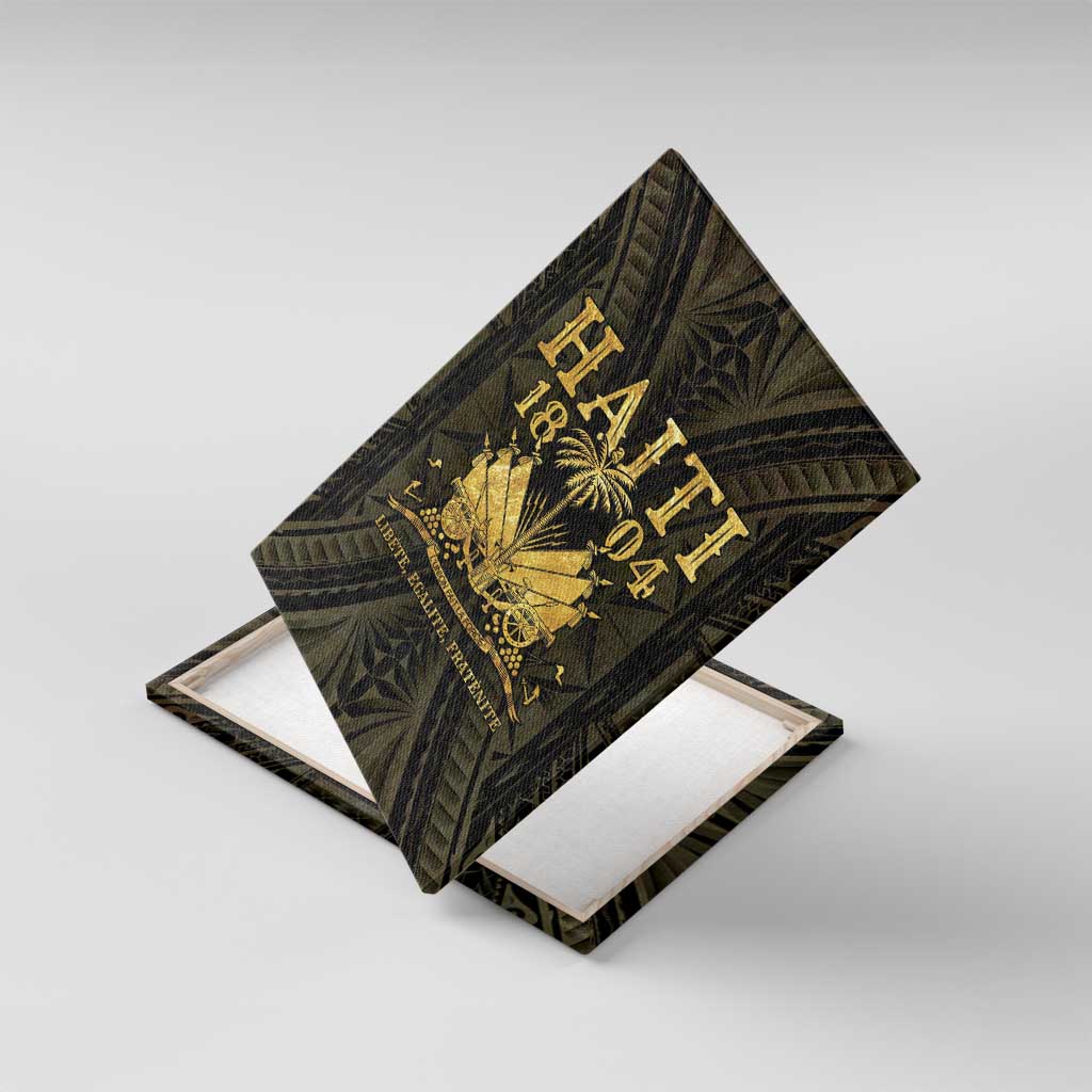 Haiti 1804 Canvas Wall Art Polynesian Gold Neg Maron LT05 With Frame Gold - Polynesian Pride