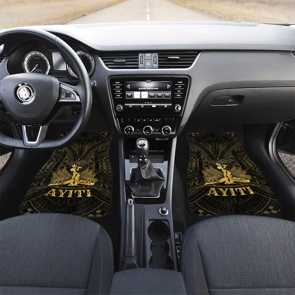 Haiti 1804 Car Mats Polynesian Gold Neg Maron LT05 Set 2pcs - Front Gold - Polynesian Pride
