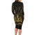 Haiti 1804 Family Matching Long Sleeve Bodycon Dress and Hawaiian Shirt Polynesian Gold Neg Maron