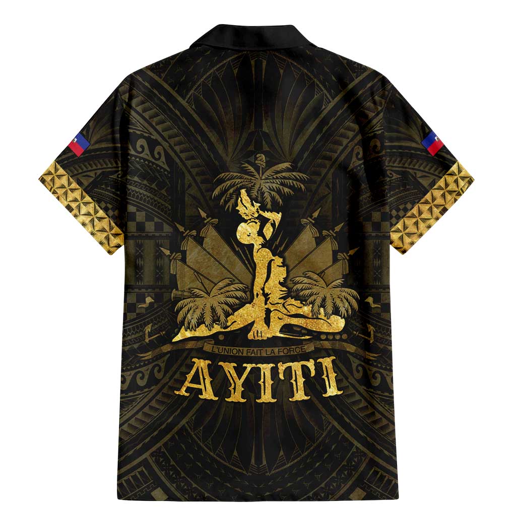 Haiti 1804 Family Matching Mermaid Dress and Hawaiian Shirt Polynesian Gold Neg Maron