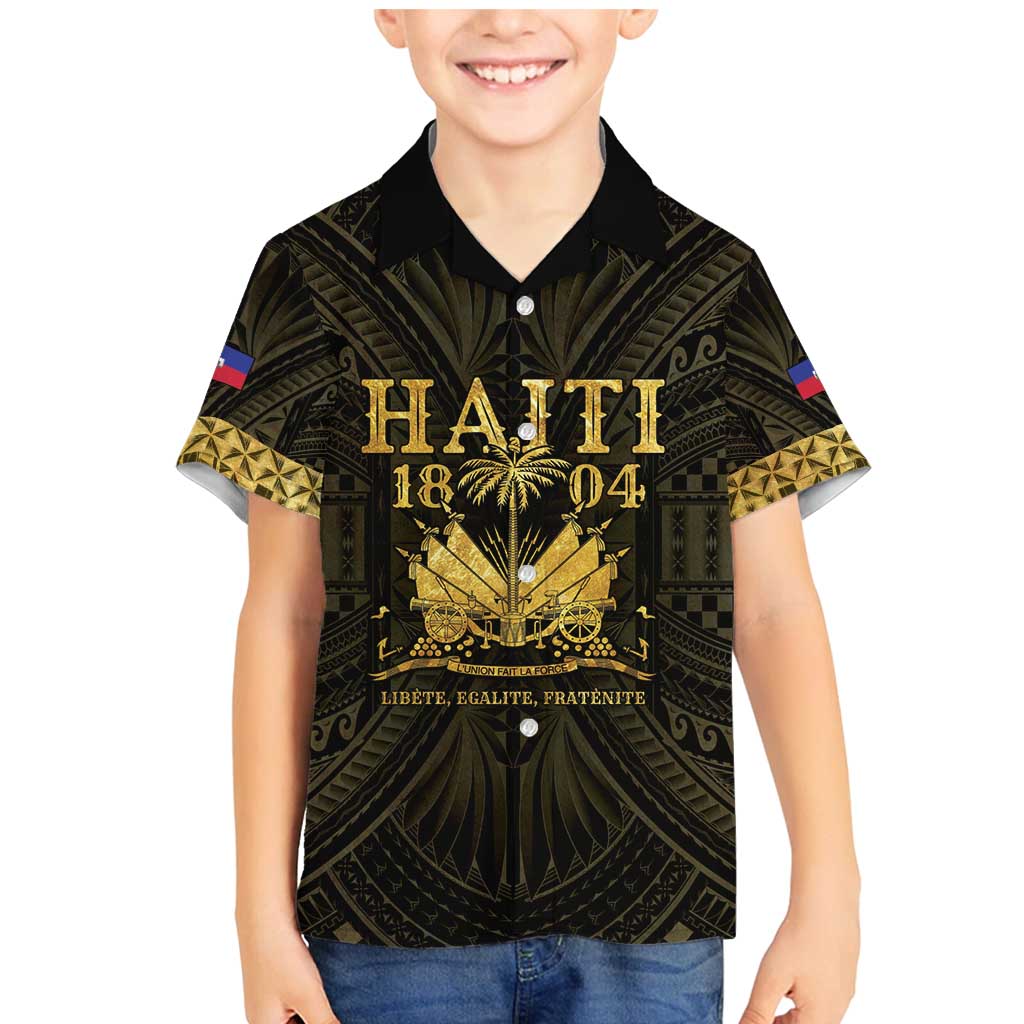 Haiti 1804 Family Matching Mermaid Dress and Hawaiian Shirt Polynesian Gold Neg Maron