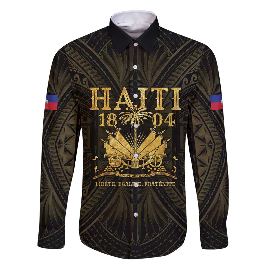 Haiti 1804 Family Matching Off Shoulder Short Dress and Hawaiian Shirt Polynesian Gold Neg Maron