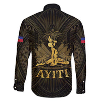 Haiti 1804 Family Matching Off Shoulder Short Dress and Hawaiian Shirt Polynesian Gold Neg Maron