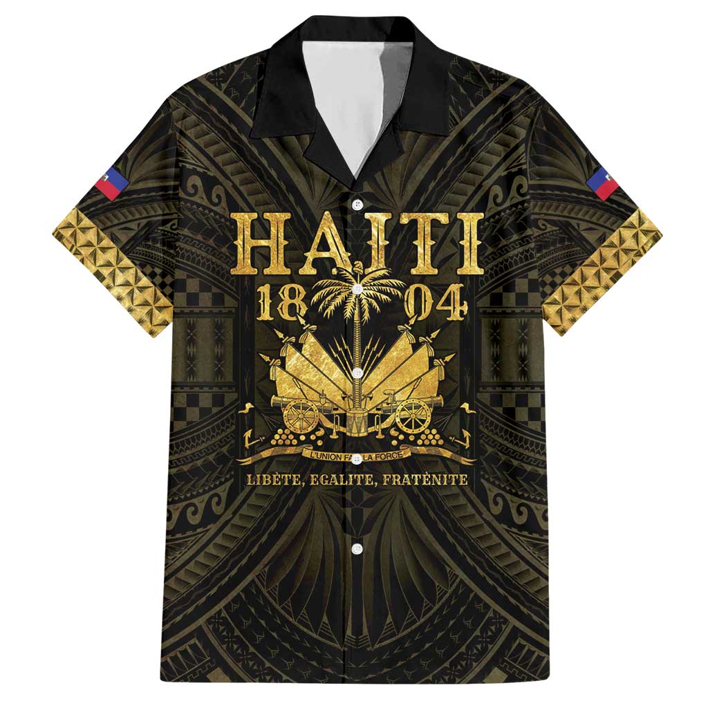 Haiti 1804 Hawaiian Shirt Polynesian Gold Neg Maron LT05 Gold - Polynesian Pride
