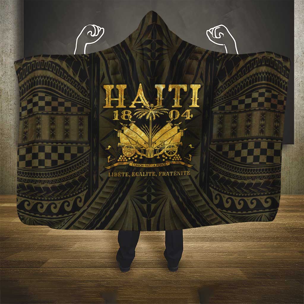 Haiti 1804 Hooded Blanket Polynesian Gold Neg Maron LT05 - Polynesian Pride