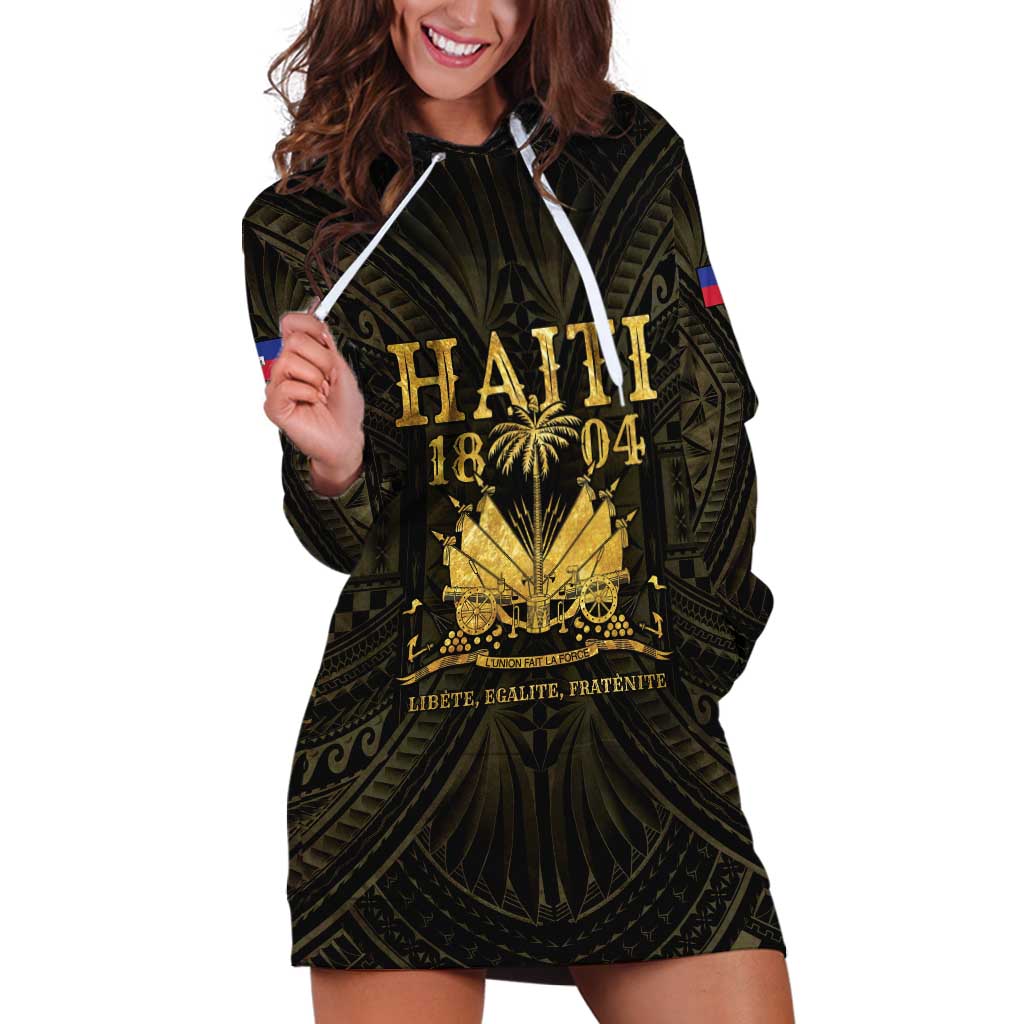 Haiti 1804 Hoodie Dress Polynesian Gold Neg Maron LT05 Gold - Polynesian Pride