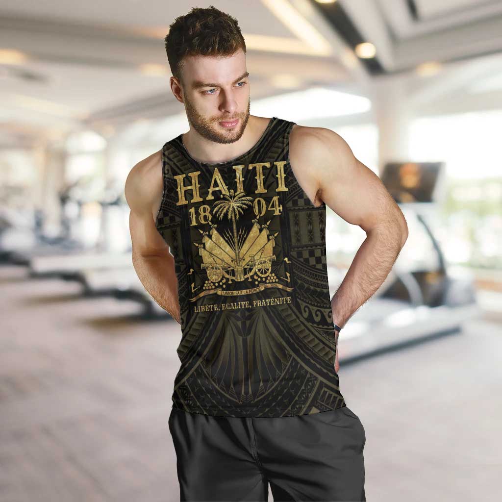 Haiti 1804 Men Tank Top Polynesian Gold Neg Maron LT05 Gold - Polynesian Pride
