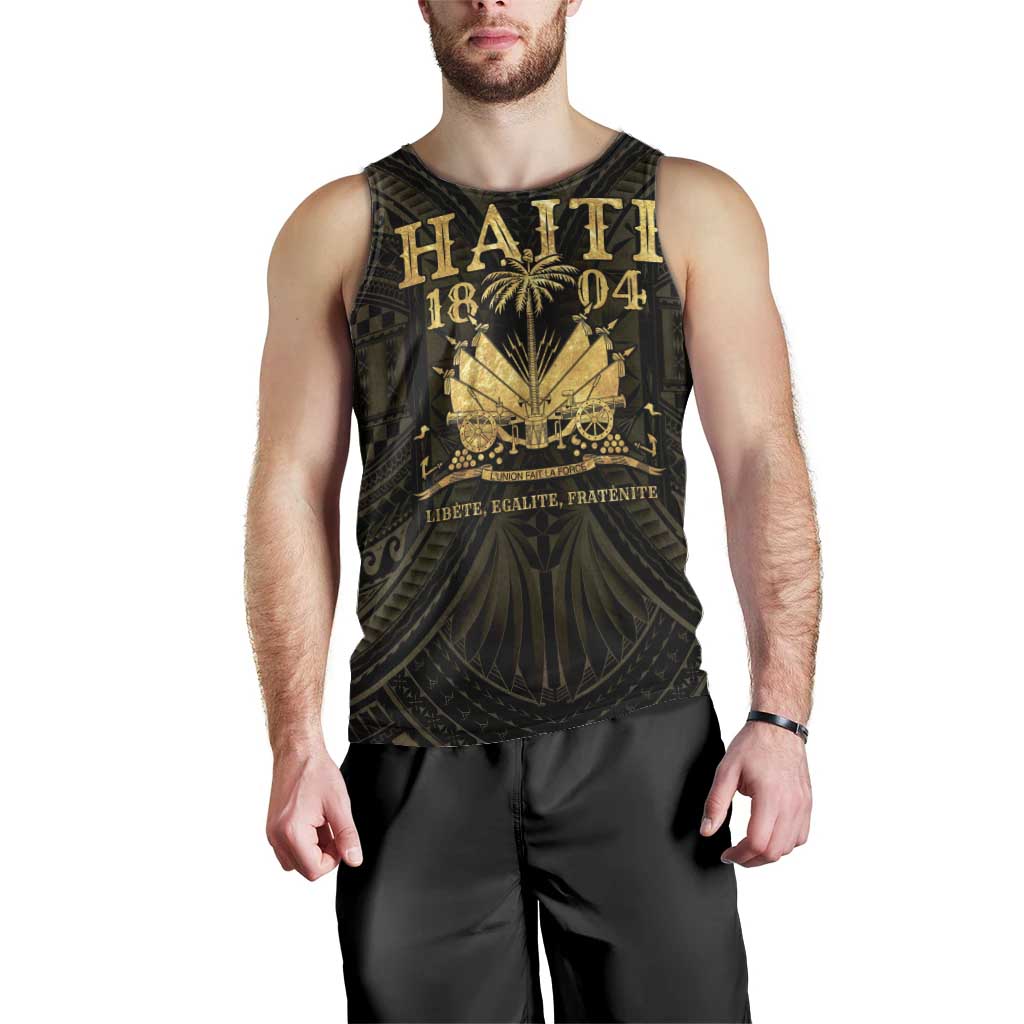 Haiti 1804 Men Tank Top Polynesian Gold Neg Maron LT05 - Polynesian Pride