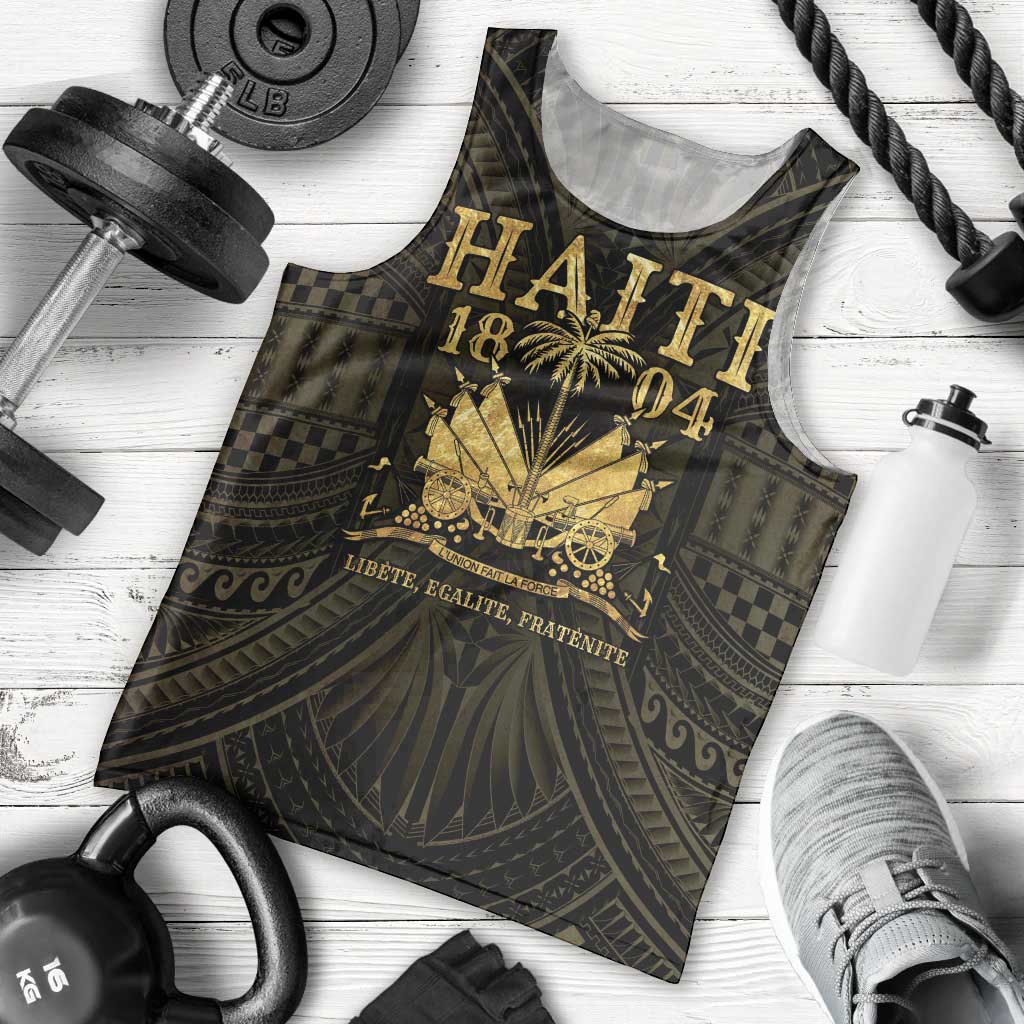 Haiti 1804 Men Tank Top Polynesian Gold Neg Maron LT05 - Polynesian Pride