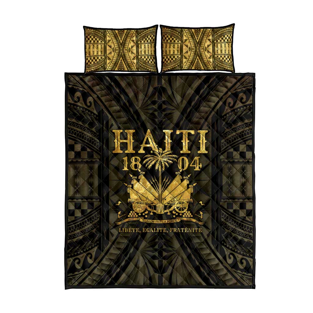 Haiti 1804 Quilt Bed Set Polynesian Gold Neg Maron LT05 - Polynesian Pride