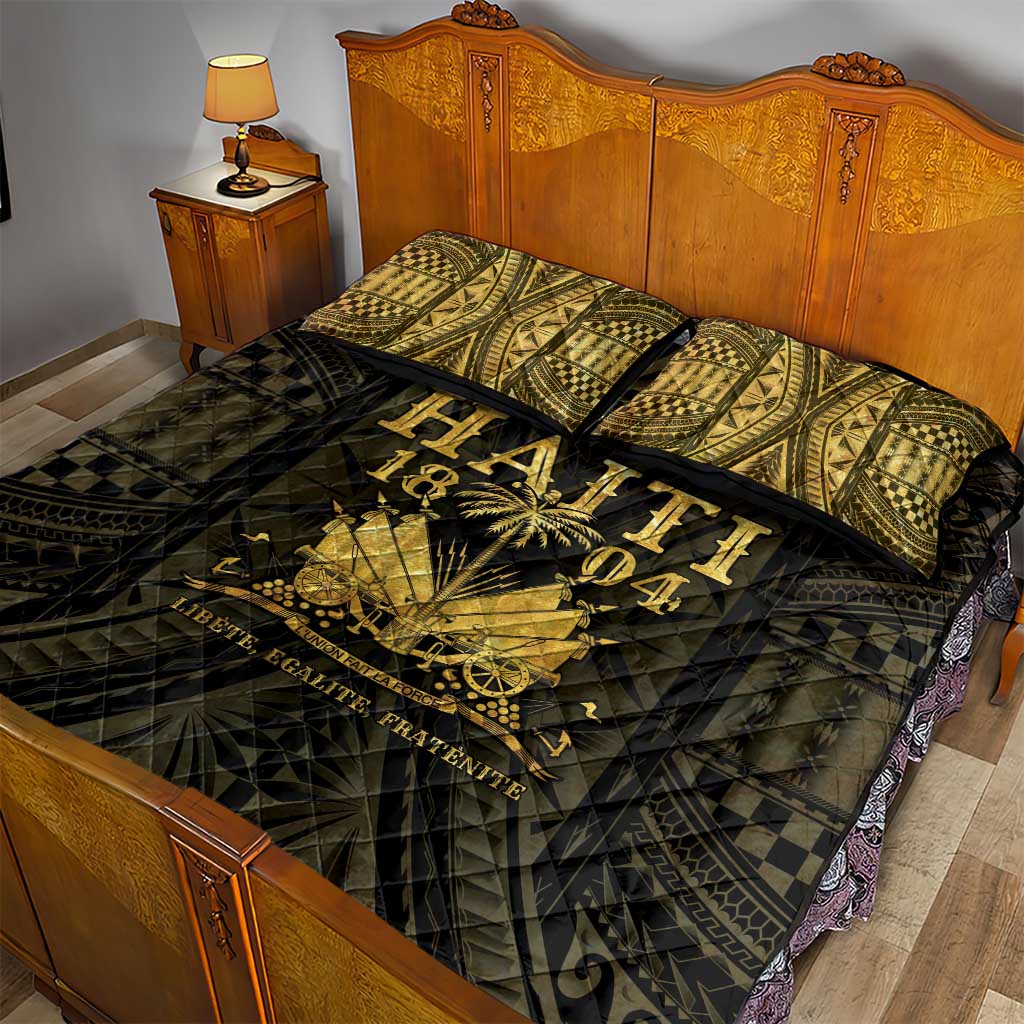 Haiti 1804 Quilt Bed Set Polynesian Gold Neg Maron LT05 - Polynesian Pride
