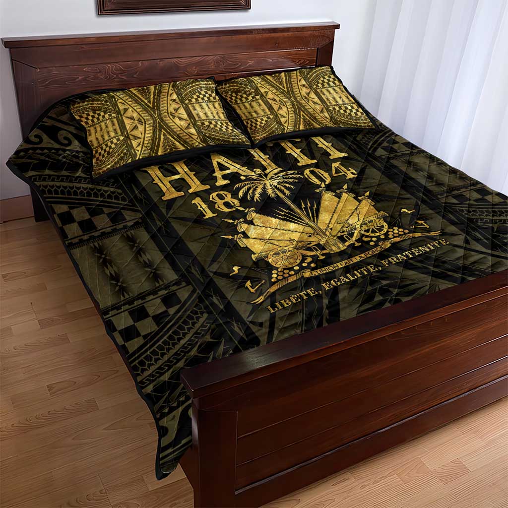 Haiti 1804 Quilt Bed Set Polynesian Gold Neg Maron LT05 - Polynesian Pride