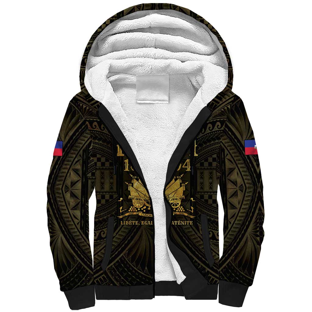 Haiti 1804 Sherpa Hoodie Polynesian Gold Neg Maron LT05 Unisex Gold - Polynesian Pride