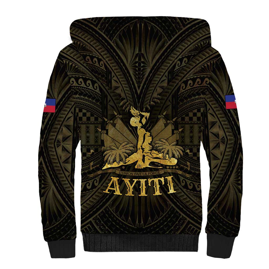 Haiti 1804 Sherpa Hoodie Polynesian Gold Neg Maron LT05 - Polynesian Pride