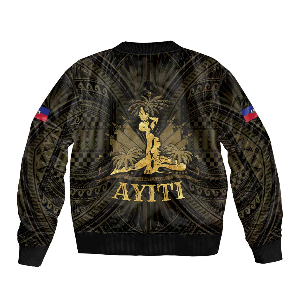 Haiti 1804 Sleeve Zip Bomber Jacket Polynesian Gold Neg Maron LT05 - Polynesian Pride