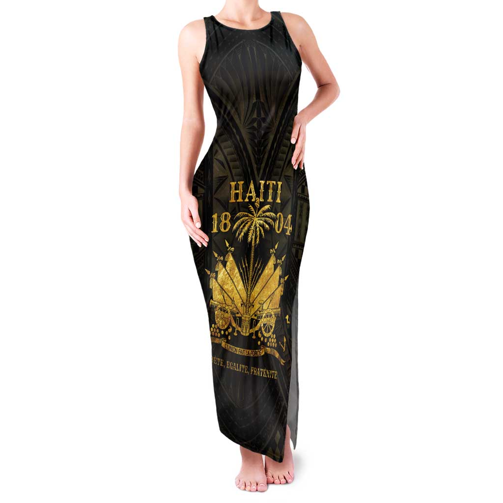 Haiti 1804 Tank Maxi Dress Polynesian Gold Neg Maron LT05 Women Gold - Polynesian Pride