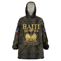 Haiti 1804 Wearable Blanket Hoodie Polynesian Gold Neg Maron LT05 One Size Gold - Polynesian Pride
