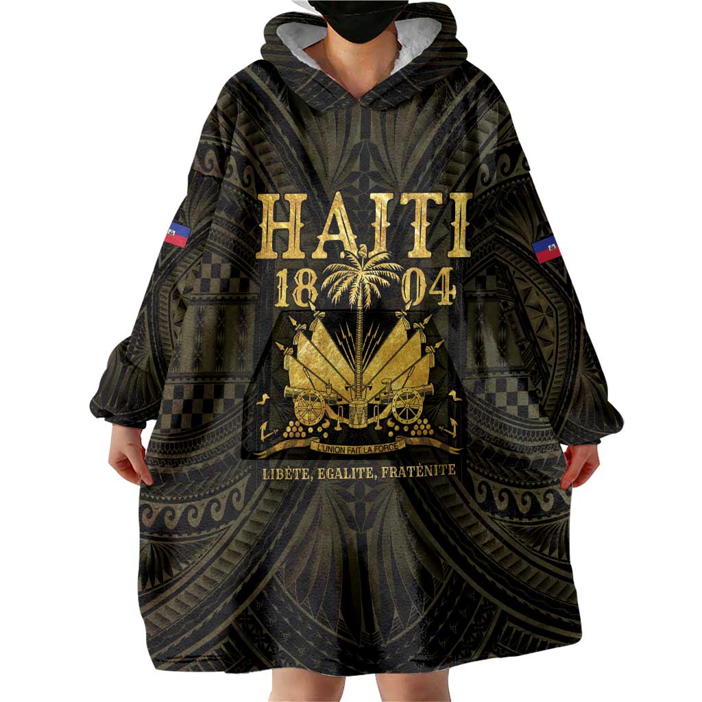 Haiti 1804 Wearable Blanket Hoodie Polynesian Gold Neg Maron LT05 - Polynesian Pride