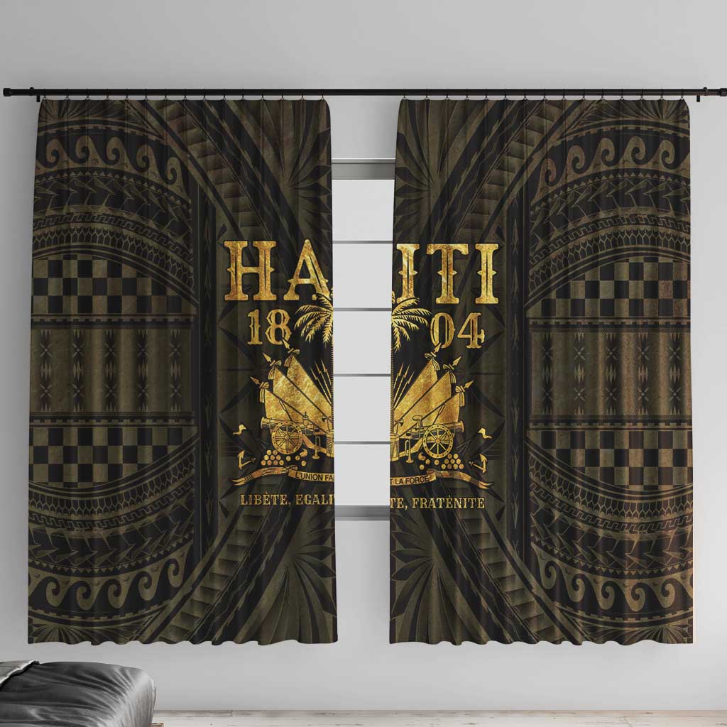 Haiti 1804 Window Curtain Polynesian Gold Neg Maron LT05 With Hooks Gold - Polynesian Pride