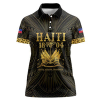 Haiti 1804 Women Polo Shirt Polynesian Gold Neg Maron