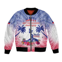 Personalised Haiti Independence Day Bomber Jacket Neg Maron Polynesian Style LT05 Unisex Blue - Polynesian Pride