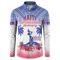 Personalised Haiti Independence Day Button Sweatshirt Neg Maron Polynesian Style LT05 Blue - Polynesian Pride