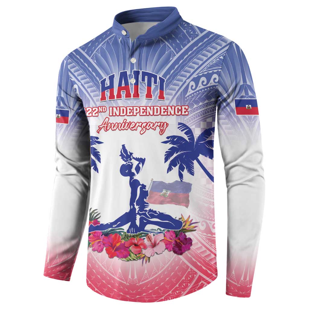 Personalised Haiti Independence Day Button Sweatshirt Neg Maron Polynesian Style LT05 - Polynesian Pride