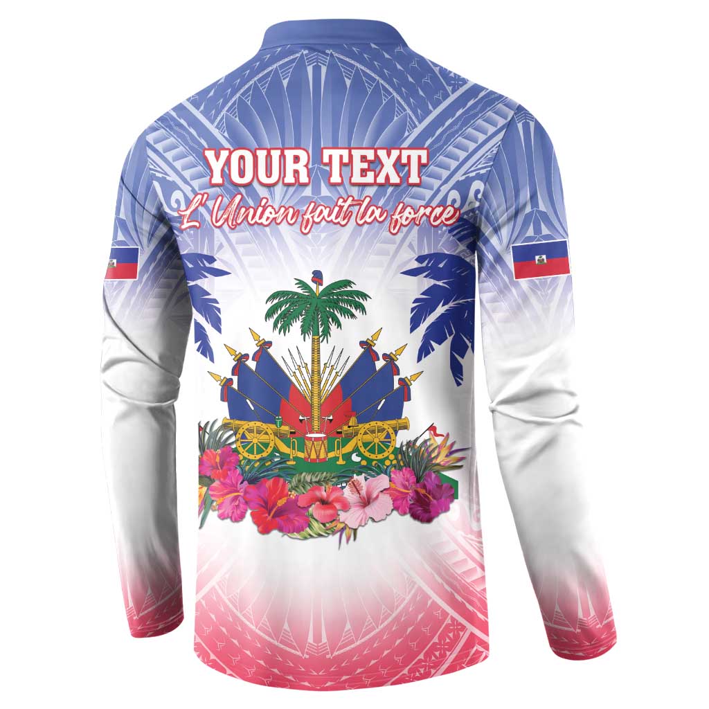 Personalised Haiti Independence Day Button Sweatshirt Neg Maron Polynesian Style LT05 - Polynesian Pride
