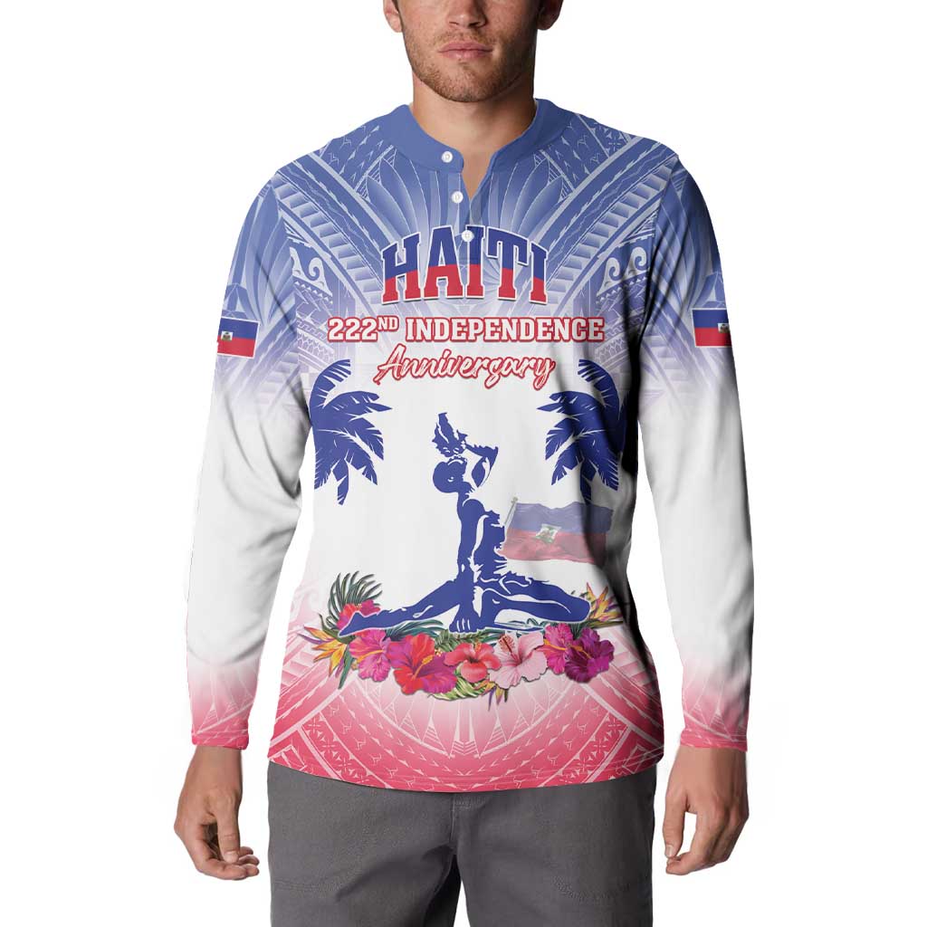 Personalised Haiti Independence Day Button Sweatshirt Neg Maron Polynesian Style LT05 - Polynesian Pride