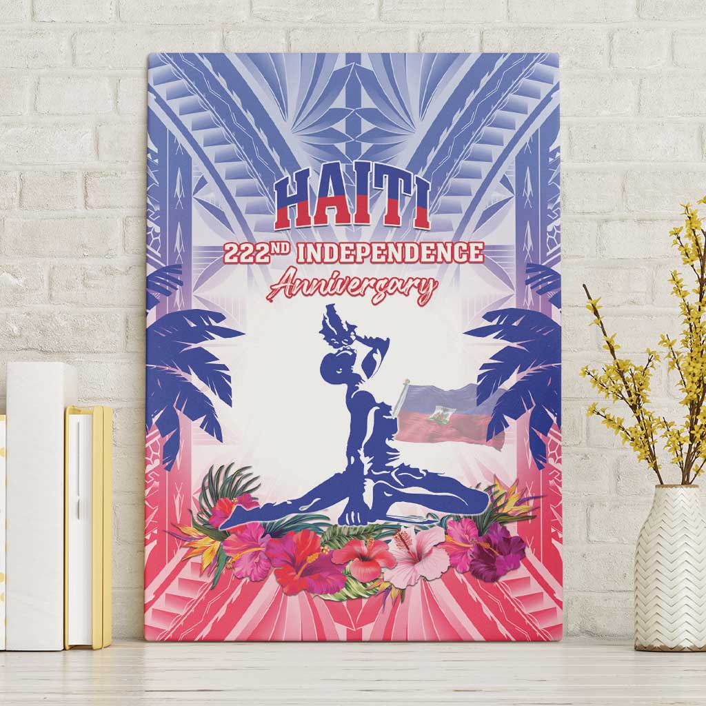 Haiti Independence Day Canvas Wall Art Neg Maron Polynesian Style LT05 Without Frame Blue - Polynesian Pride