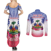 Personalised Haiti Independence Day Couples Matching Summer Maxi Dress and Long Sleeve Button Shirt Neg Maron Polynesian Style LT05 - Polynesian Pride