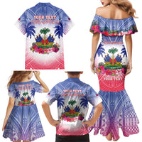 Personalised Haiti Independence Day Family Matching Mermaid Dress and Hawaiian Shirt Neg Maron Polynesian Style LT05