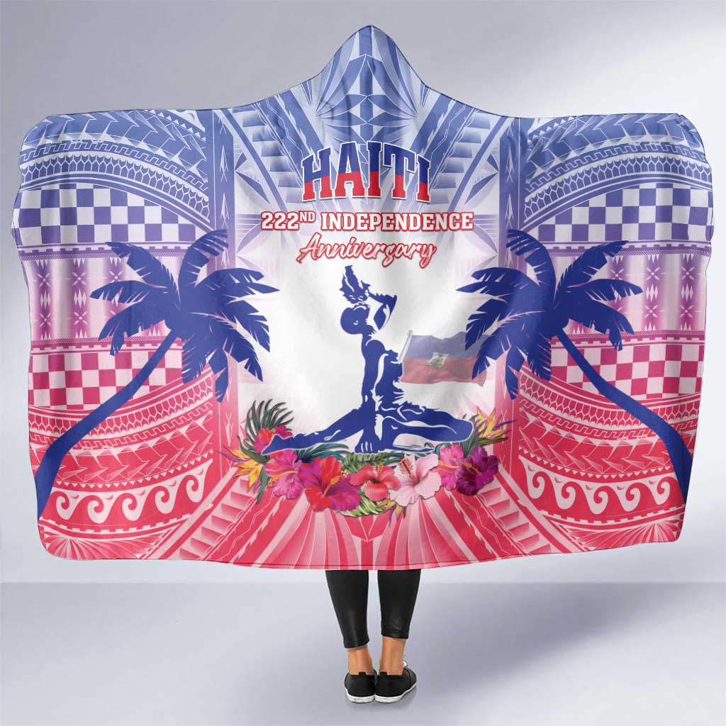 Haiti Independence Day Hooded Blanket Neg Maron Polynesian Style LT05 One Size Blue - Polynesian Pride