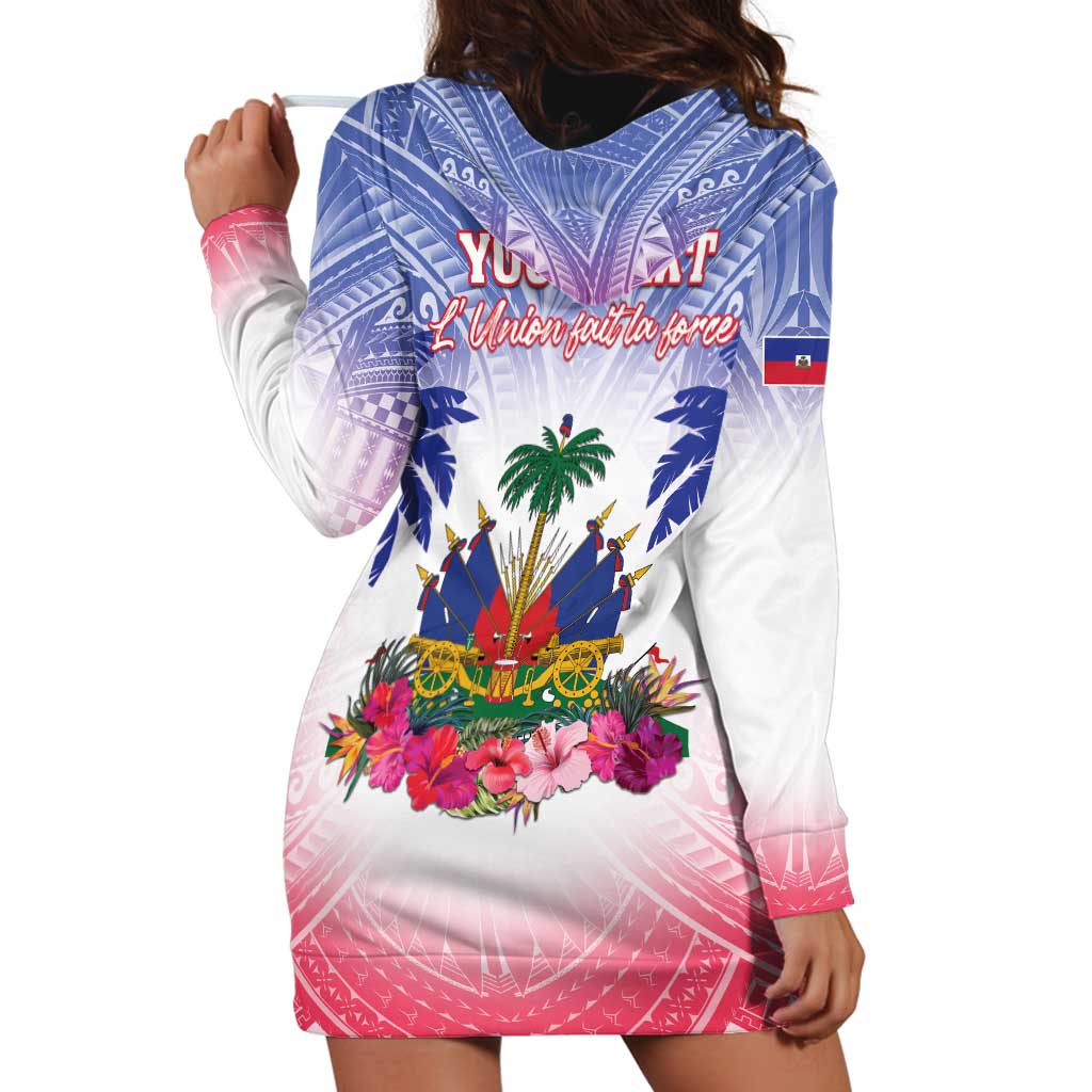 Personalised Haiti Independence Day Hoodie Dress Neg Maron Polynesian Style LT05 - Polynesian Pride
