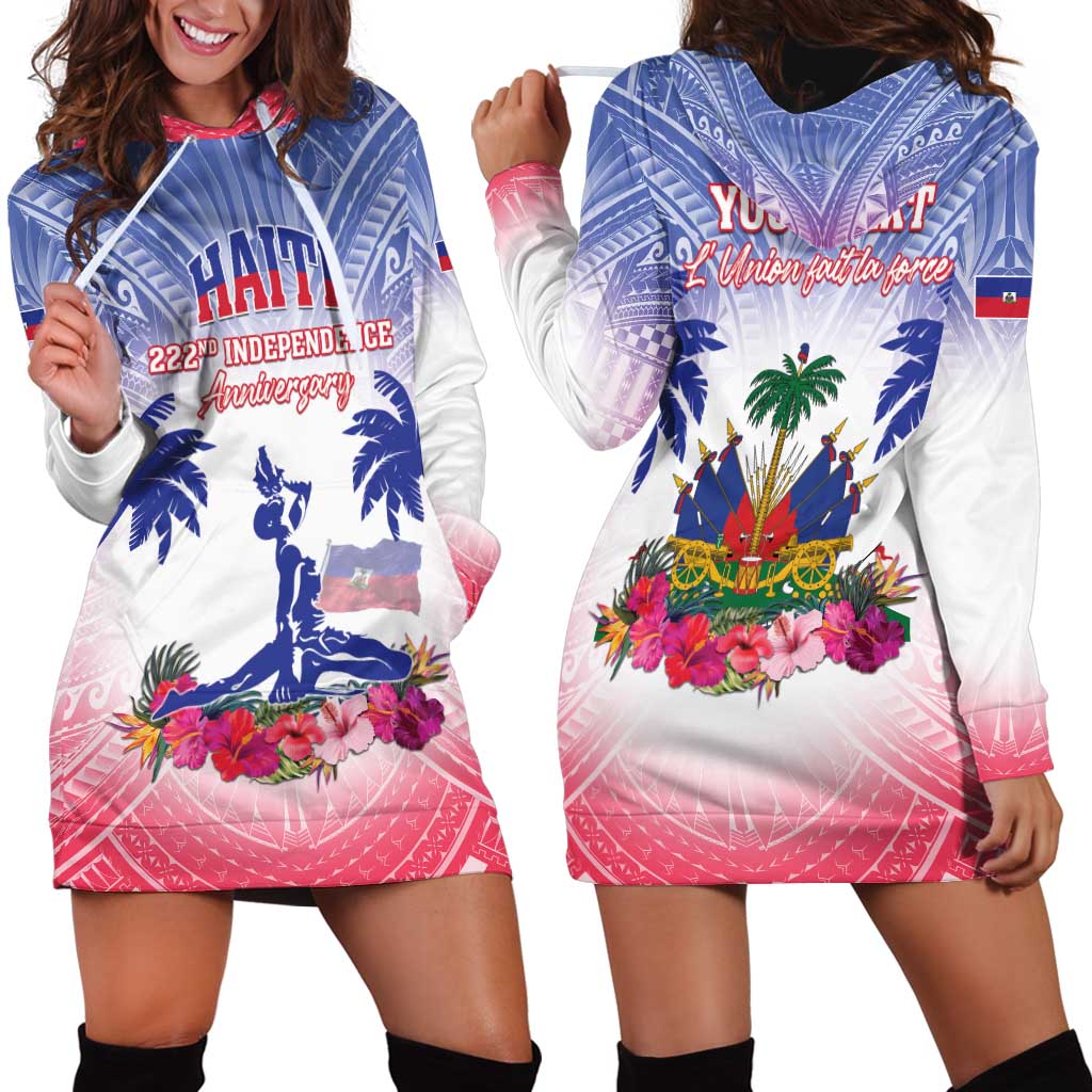Personalised Haiti Independence Day Hoodie Dress Neg Maron Polynesian Style LT05 - Polynesian Pride