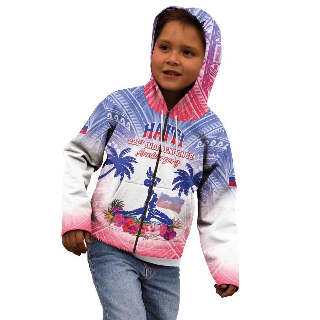 Personalised Haiti Independence Day Kid Hoodie Neg Maron Polynesian Style LT05