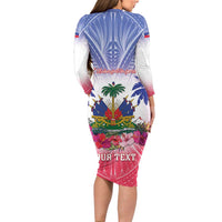 Personalised Haiti Independence Day Long Sleeve Bodycon Dress Neg Maron Polynesian Style LT05